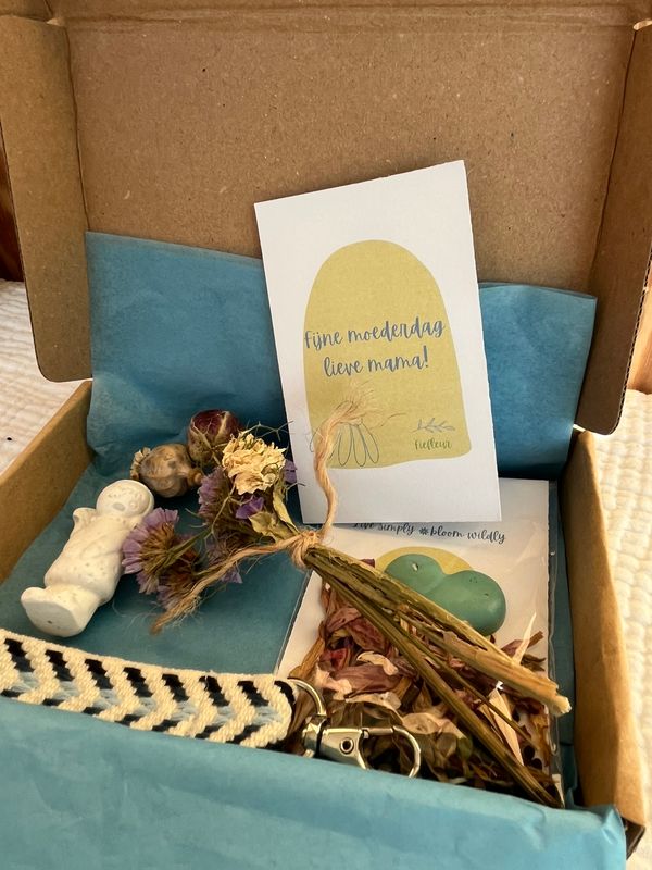 Cadeaubox sleutelhanger wit/ blauw met engel