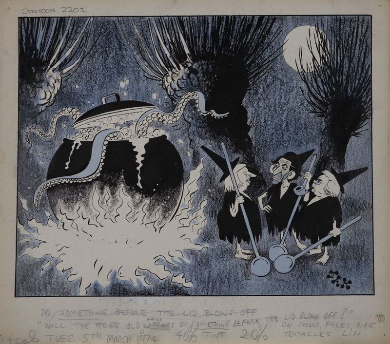 'Will the three old hags do something before the lid blows off?'