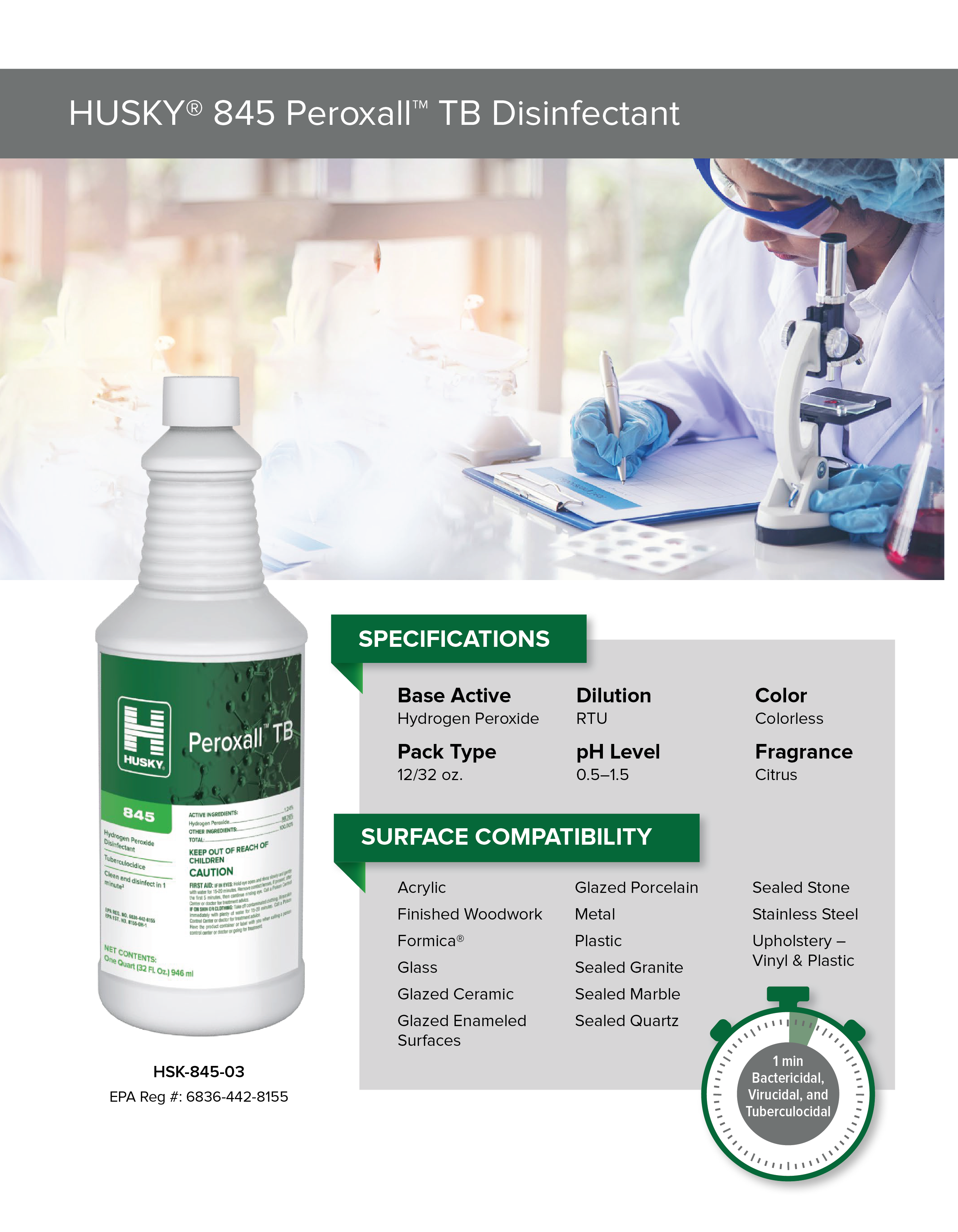 PEROXALL TB DISINFECTANT CLNR - 1 min disinfection
