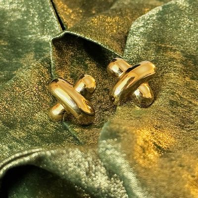 14K Gold Puffed Criss Cross Earrings