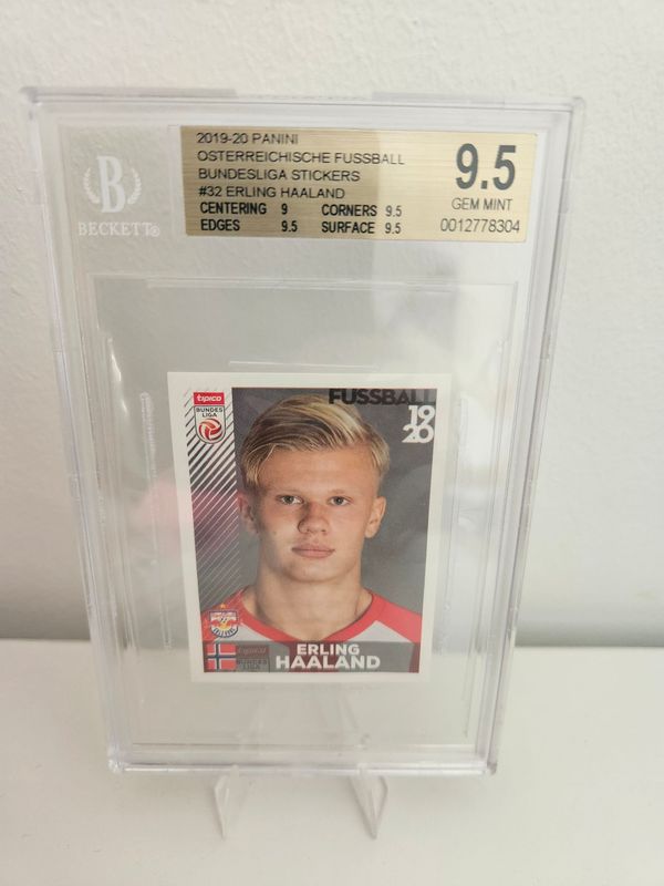 2019 PANINI FUSSBALL STICKERS 32  ERLING HAALAND  BECKETT 9.5