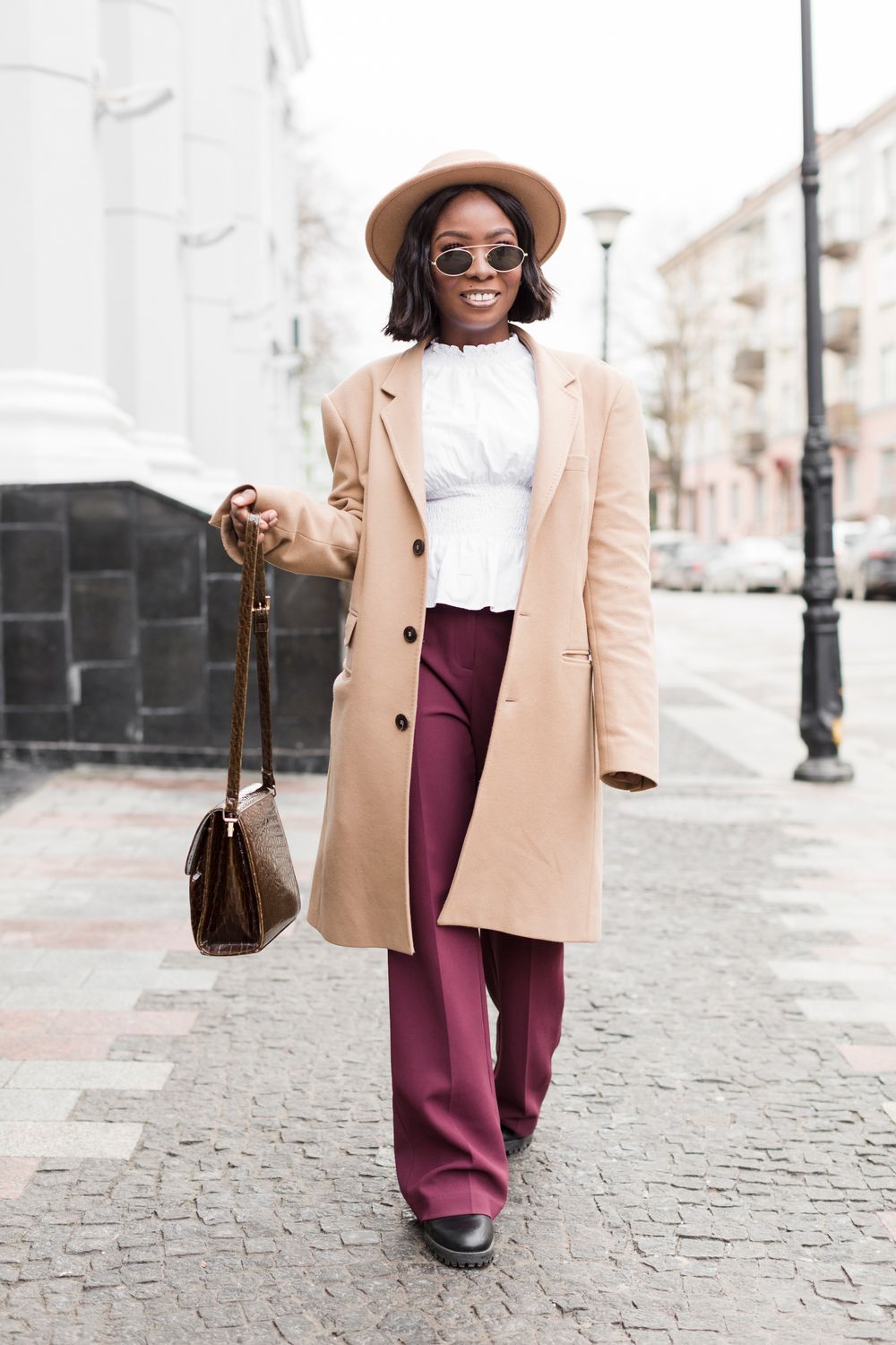 Elegant Solid Double-Breasted Coat