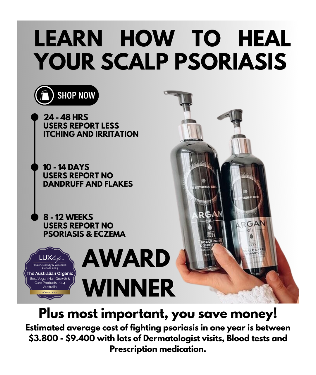 Scalp Care For Your: Psoriasis, Eczema, Itching, Sores, Scabs &amp; Dandruff - 10 Minute Miracle - Essential Bundle