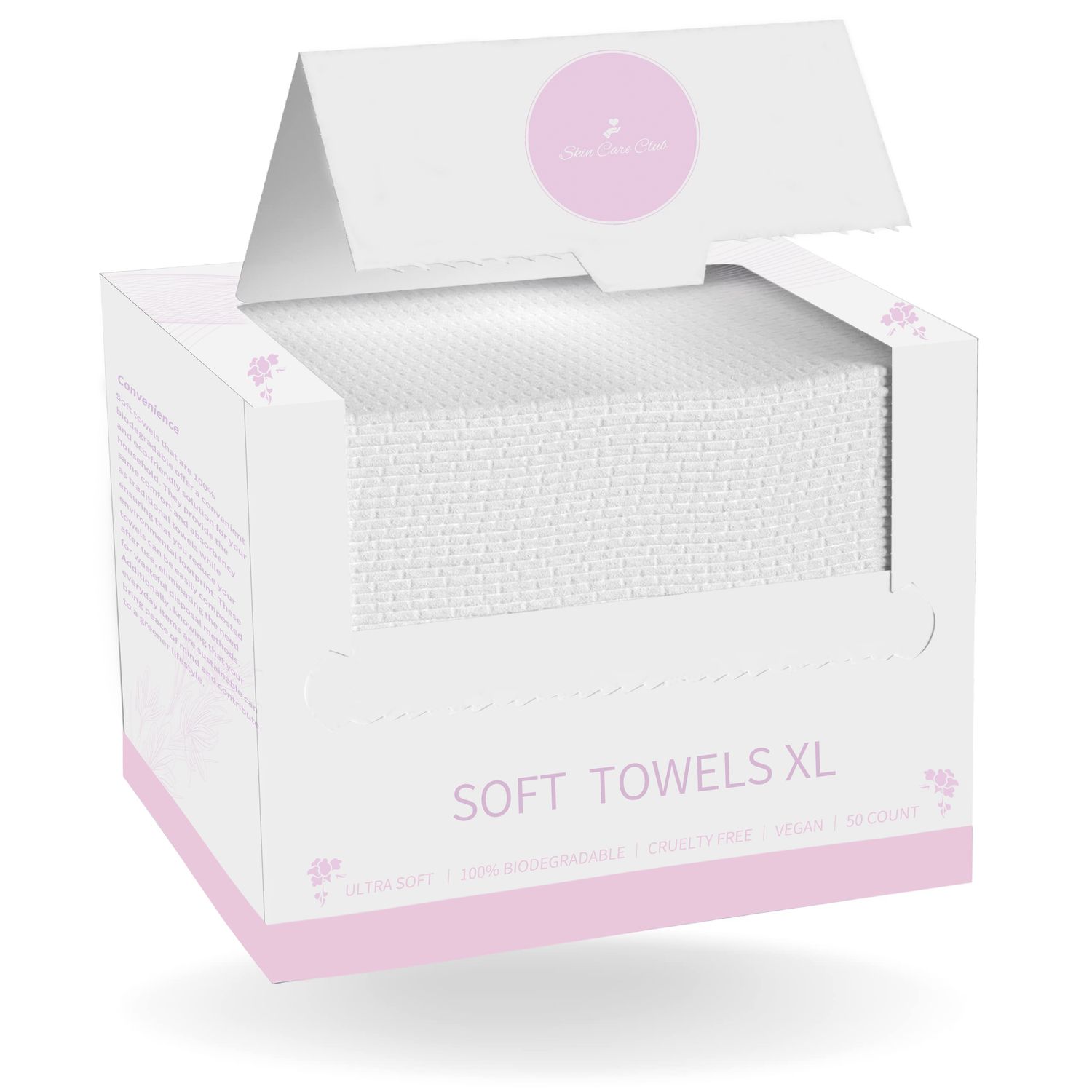 Soft Towels XL, 100% USDA Biobased Face Towel, Disposable Face Makeup Wipes 50ct.