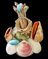 One 5&quot; decorator arrangement of scallop shells with toothpicks