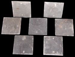 One square Capiz shell with two holes, measuring 2x2 inches******