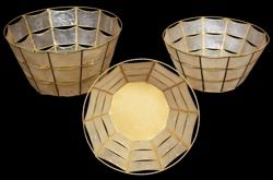 Three Piece Capiz Oval Basket 10 x 5 inches, with graduated sizes*****