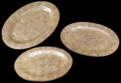​Three Piece Capiz Gold Trim Oval  graduated size, largest size 11 1/2 x 8 1/2 inches******