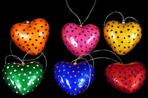 One assorted Color Spotted Capiz Heart Ornaments measuring 2 inches*****