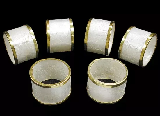 Two Capiz shell Napkin Rings with Gold trim measuring 2 inches *****