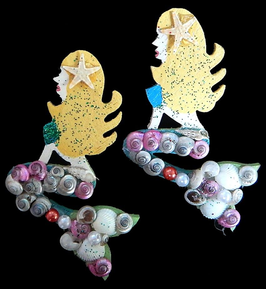 One 3 inch Hand Crafted Mermaid Shell Magnet******