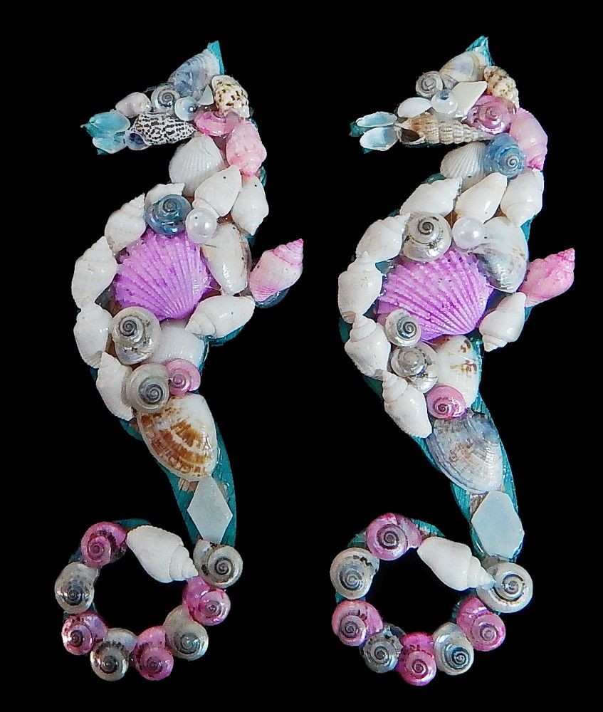 One 5 inch Hand Crafted Seahorse Shell Magnet*****