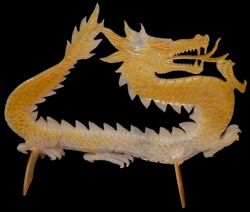 One Gold Lip Dragon 2 art piece, Hand Carved from Gold Mother of pearl oyster, measuring 6 to 8 inches. *****