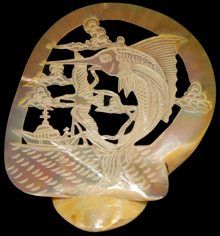 One Gold Lip Sea Horse art piece, Hand Carved from Gold Mother of pearl oyster, measuring 6 to 8 inches. ******