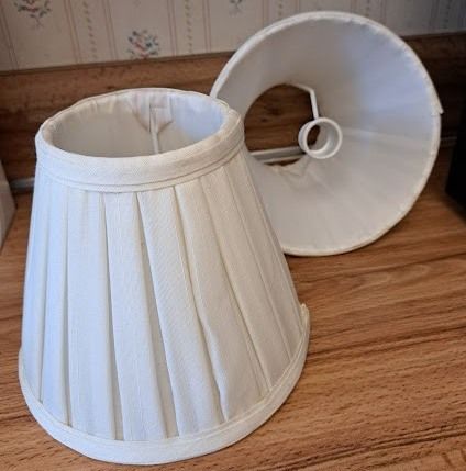 One 4x7x6&quot; white pleated lampshade with candelabra attachment
