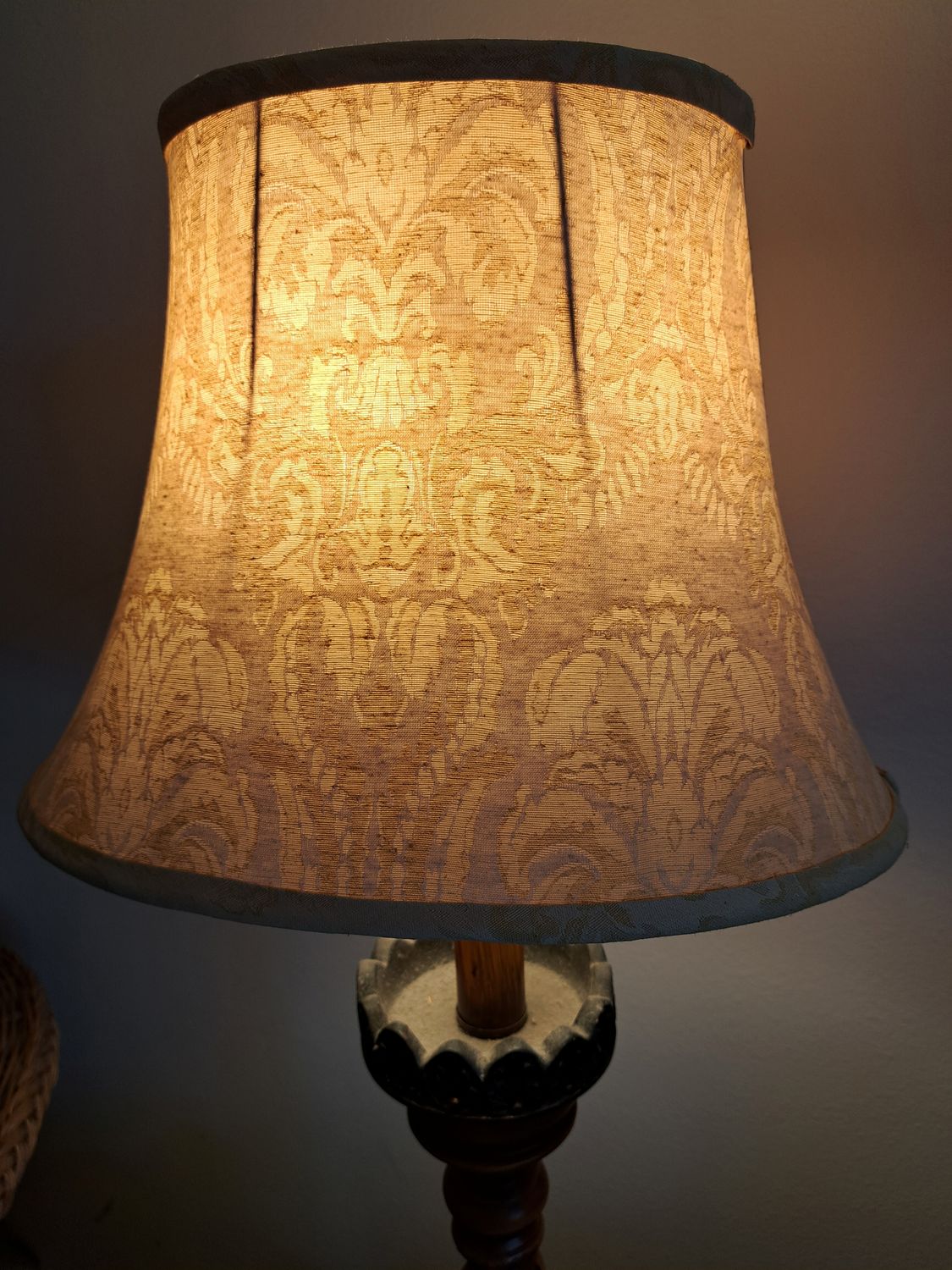A 4x11x9&quot; Bell shaped tan naugahyde lampshade