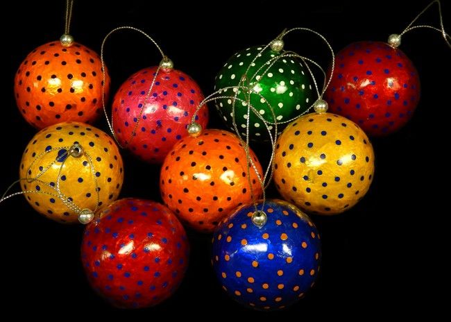 Capiz Polka Dot Hand Crafted Ornament Assorted Color Balls measuring  2"   Sold Each