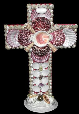 Hand Crafted Shell Cross measuring 9" Sold Each
