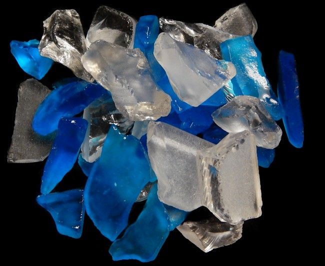 Teal, ice &amp; Clear Sea Glass Mix measuring 1/2 to 2 1/2" Sold by the 1/4 pound