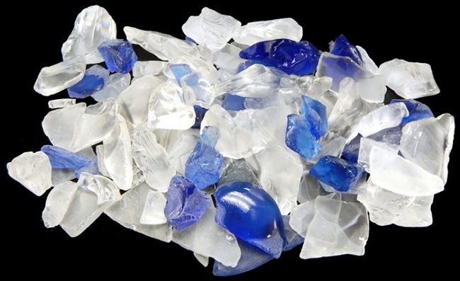 Blue, Clear &amp; Frosted Sea Glass Mix measuring 1/4 to 2" Sold by the 1/4 pound