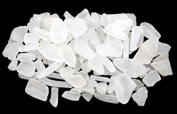 Clear &amp; Frosted Sea Glass Mix measuring 1/4 to 2 1/2"  Sold by the 1/4 pound