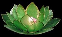 Capiz hand crafted 5x5" green lotus candle holder Sold Each