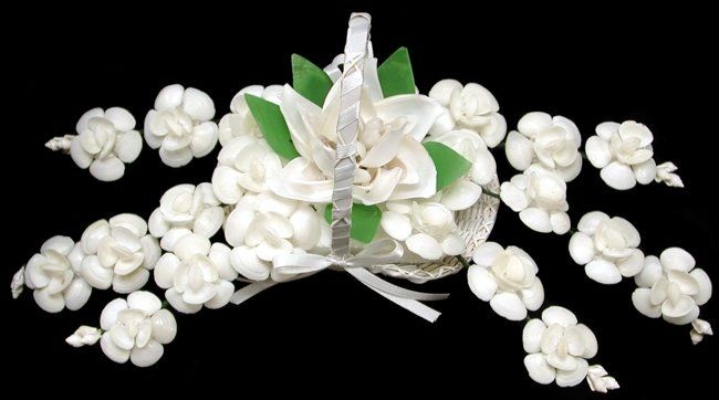 White Shell Flower Wedding Bouquet measuring 15" SOLD OUT