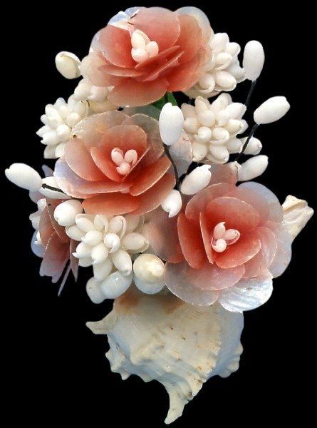 Murex Shell Holding Capiz Shell Flowers measuring 10" SOLD OUT