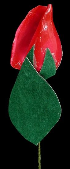 Red Rose Shell Flower Stem measuring 12"