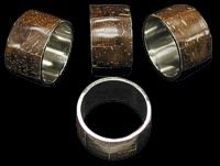 Cocoa Napkin Rings crafted with hand inlaid natural coconut measuring 1 3/4" Sold Each