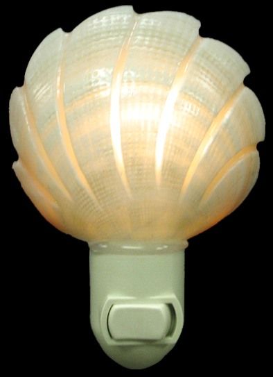 Tiger Clam Swirl Shell Hand Crafted Nitelite measuring 4" Sold Each