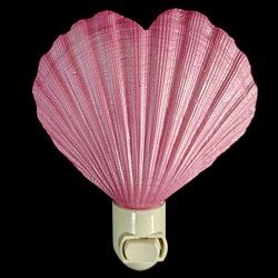 Pink Scallop Heart Shell Hand Crafted Nitelite measuring 5" Sold Each