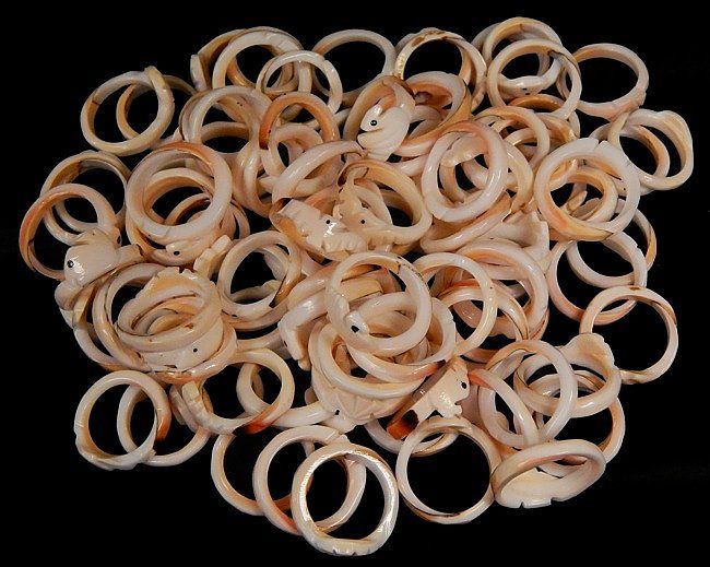 Strawberry Strombus Assorted Shell Rings measuring approximately 1/2" Sold Each