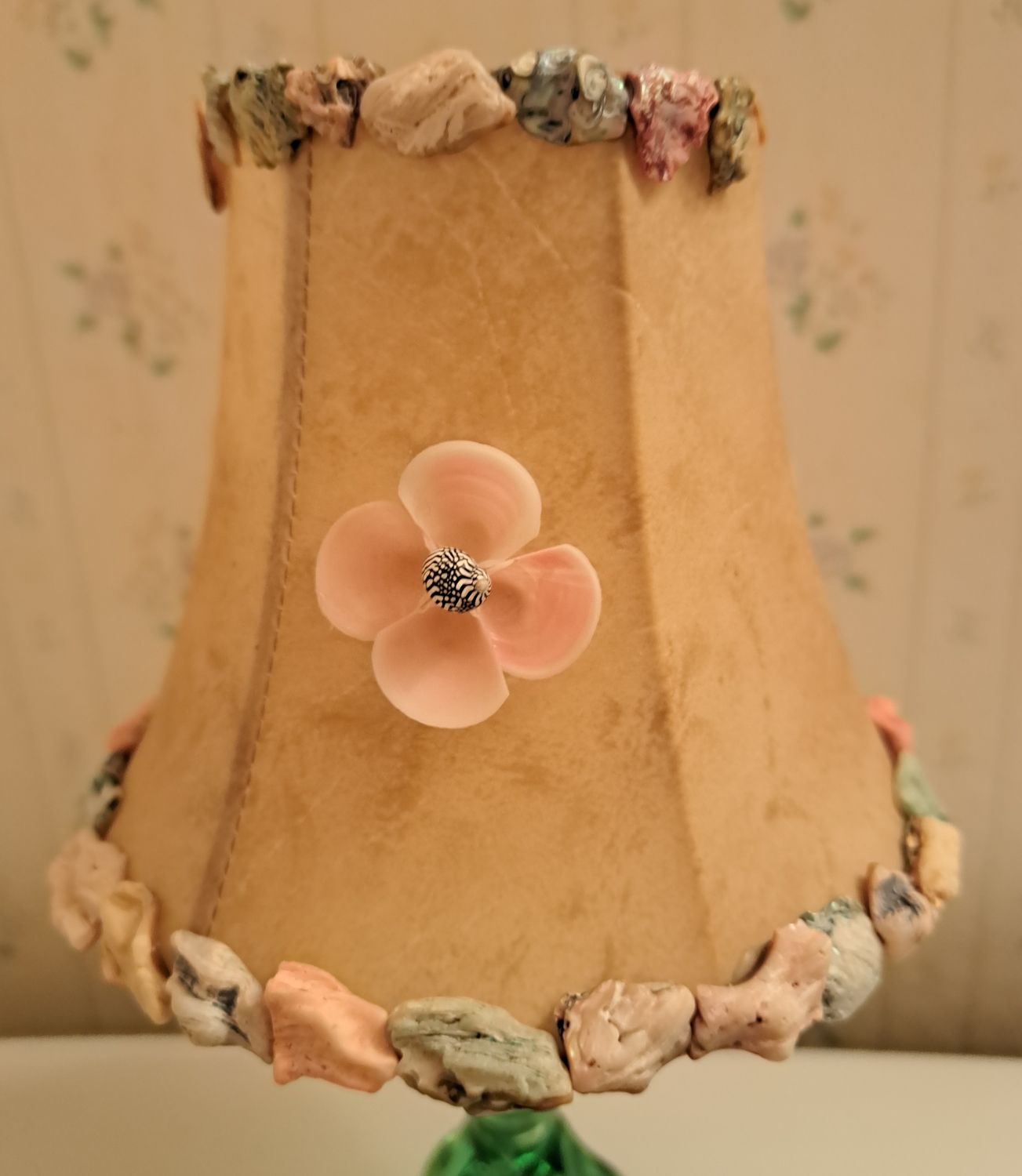 Lampshade 3x5x5" Clipon Tan Decorated With Shells