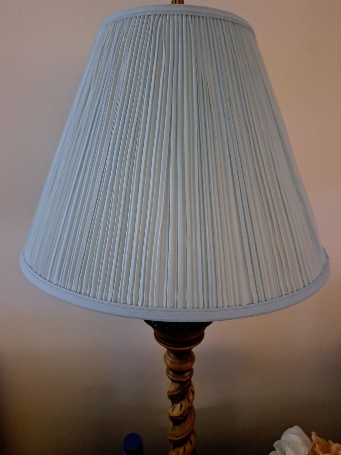 Lampshade 7x16x12"Lite Blue Mushroom Pleat