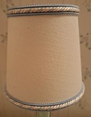 Lampshade Clipon 3x4x4" Biege, Blue/Pink Braided Trim