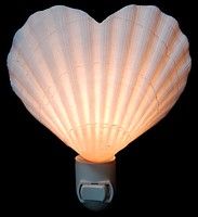 Scallop Heart Shape Shell Hand Crafted Nitelite measuring 4 yo 4 1/2" Sold Each
