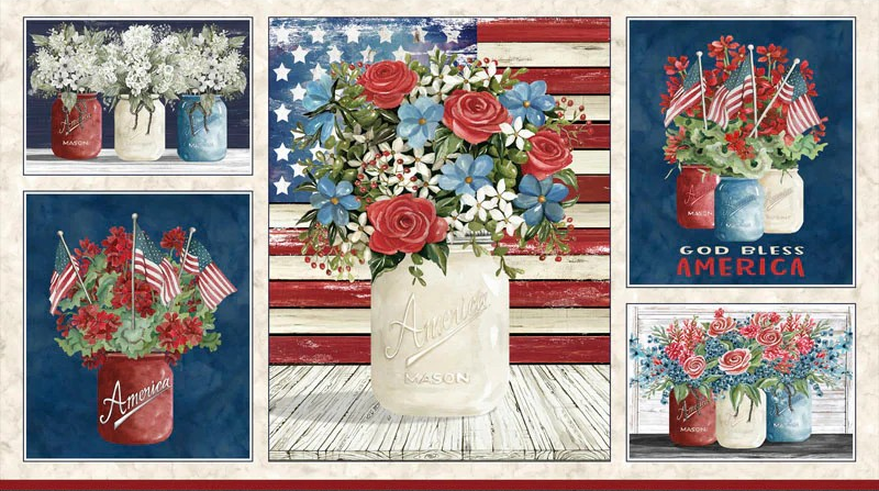 Farmhouse Americana Patriotic Bouquet Panel