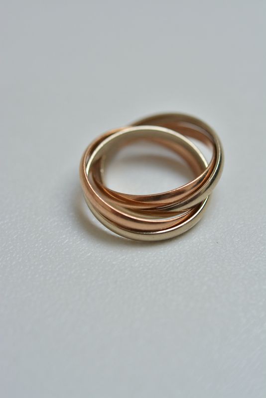 Art Deco Trinity Ring in White & Rose Gold