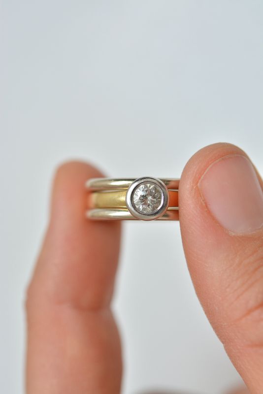Diamond Ring Set – 18K Yellow & White Gold – 0.44 ct