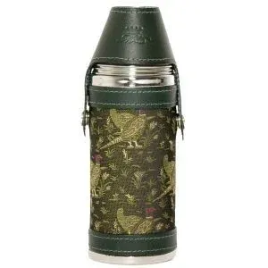 Bisley Jachtfles Leder Groen met Fazantmotief