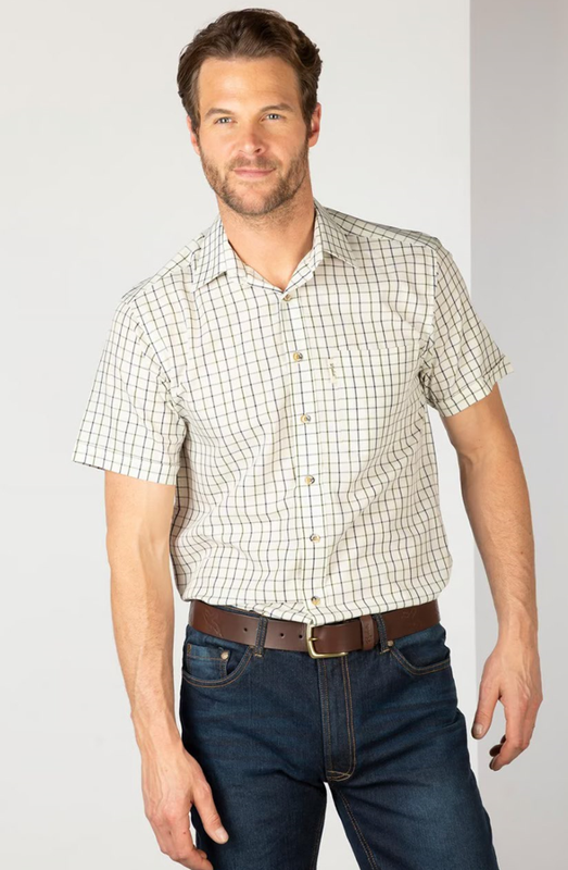 Rydale Heren Lockington Navy/Green Shirt Korte Mouwen