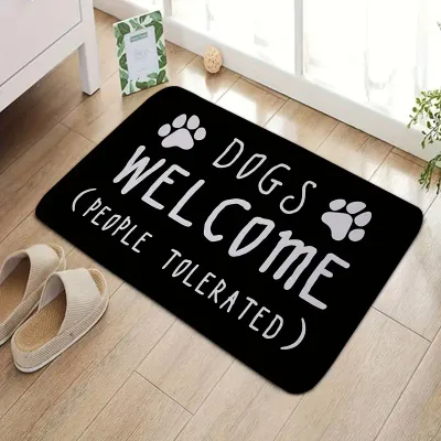 Deurmat Anti-Slip Dogs Welcome Zwart