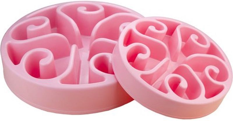 Eat Slow Live Longer Voerbak Anti Schrok Roze