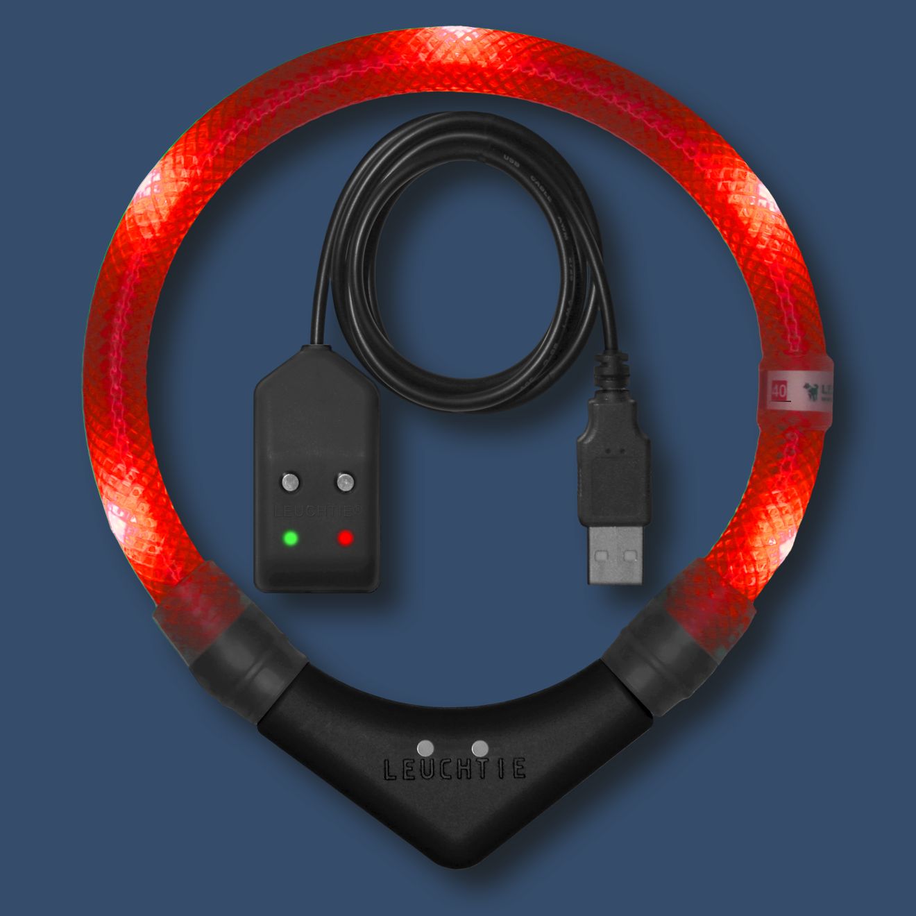 Leuchtie Halsband LED Easy Charge Rood