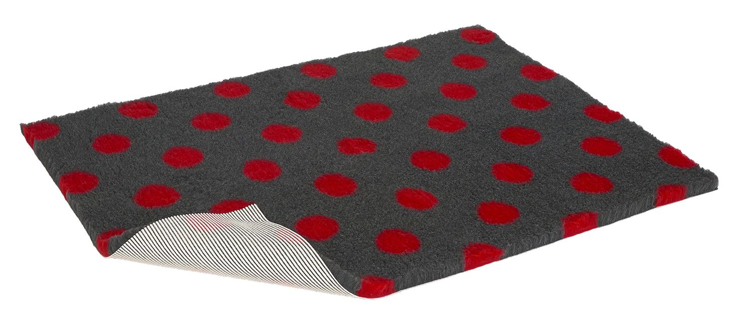 Vetbed Non Slip Houtskool met Rode Stippen