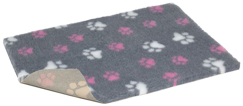 Vetbed Non Slip Grijs met Roze en Witte Pootjes