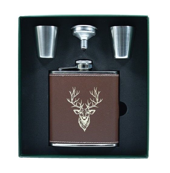 Bisley Heupfles Set Leder Bruin Hert 170 ml