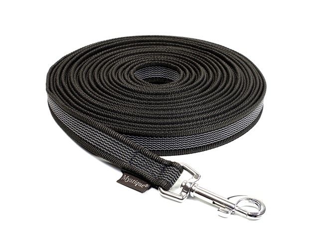 Mystique Tracking Lijn Nylon/Rubber 20MM Zwart Met Handgreep