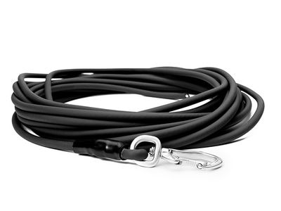 Mystique Biothane Tracking Lijn Rond 8MM Zwart Met Handgreep